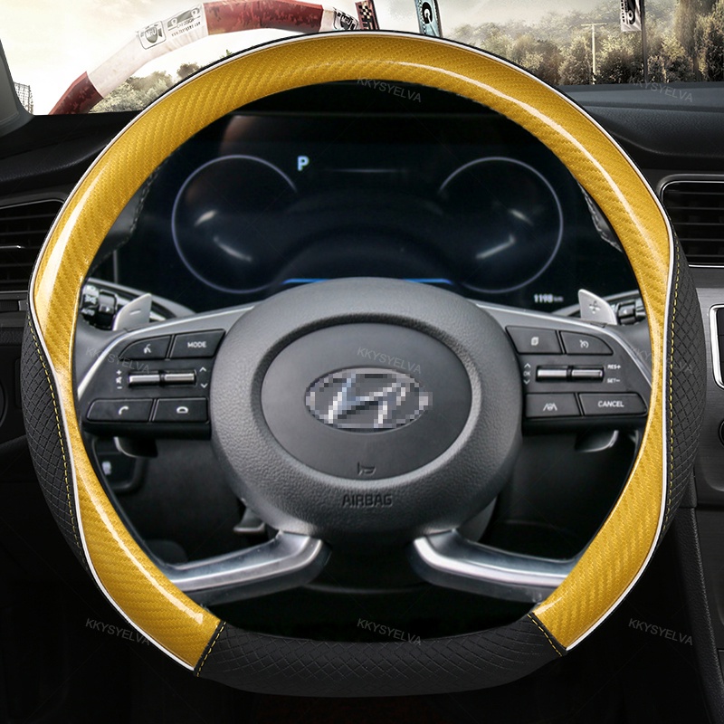 Vỏ Bọc Vô Lăng Xe Hơi Bằng Sợi Carbon Hình Chữ D Cho Hyundai Tucson IX35 2021 NX4 Elantra 7th Sonata10th 2020 2021