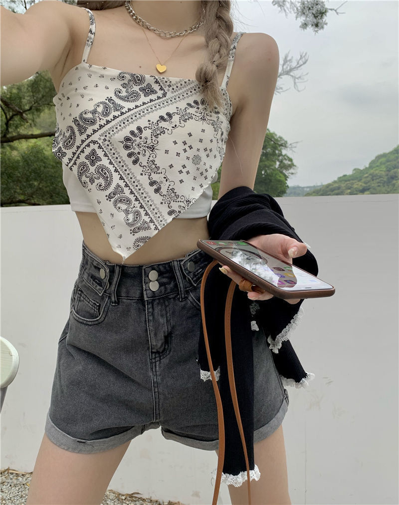 Áo nữ hai dây họa tiết hoa thời trang quyến rũ