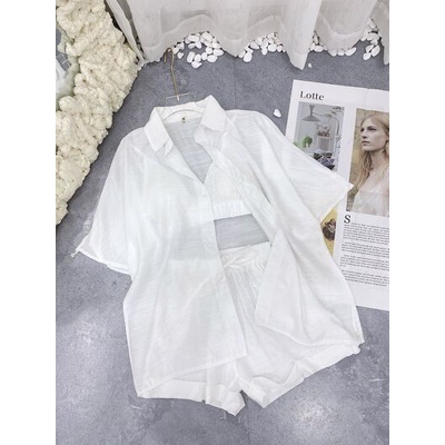 Sét đũi 3 món Sơ mi cộc tay áo para kèm lót chun lưng