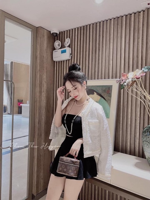 HÀNG 2 LỚP Áo Dạ TWEED Viền Ngọc Tay Dài, Áo Khoác Nữ Cao Cấp