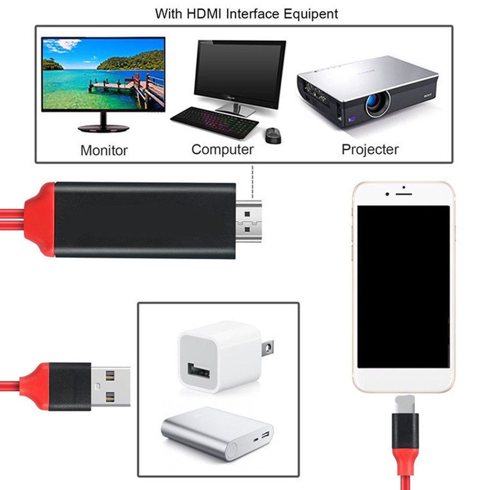 Dây cáp HDMI 2M nối tín hiệu hình ảnh từ điện thoại iPhone qua TV HD kỹ thuật số