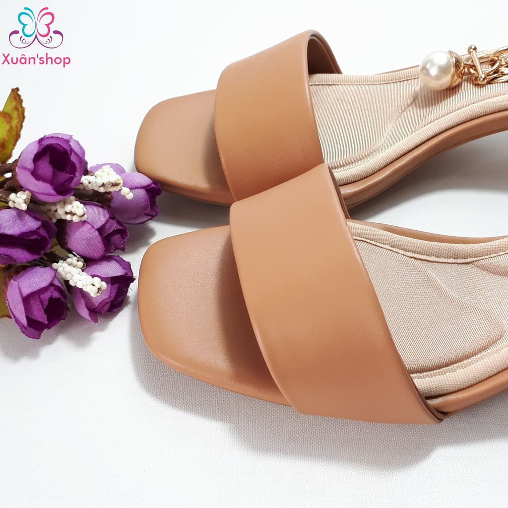 Sandal Daphne gót vuông phối quai dây xích thời trang (CÓ SẴN)