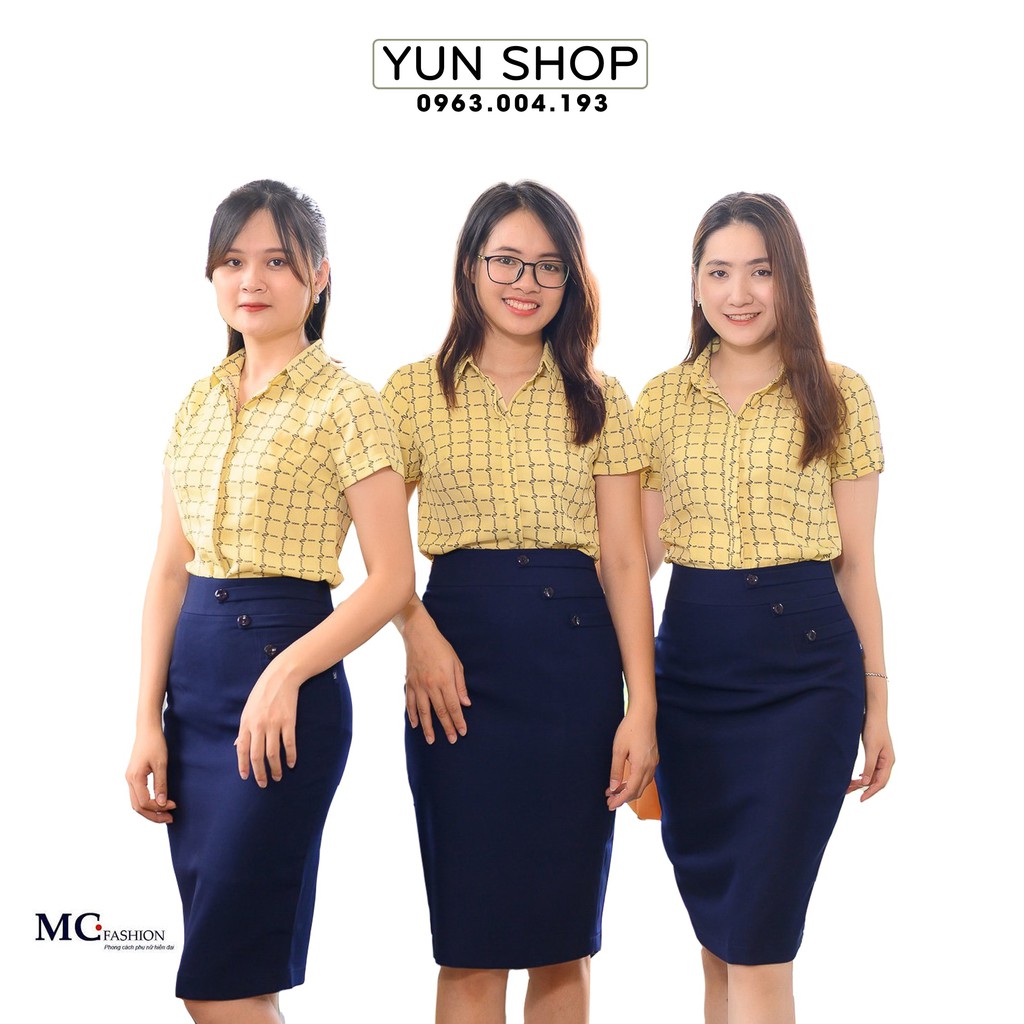 Áo Sơ Mi Nữ Công Sở Thời Trang MC Fashion Dáng Ngắn Cộc Tay A678 Họa Tiết Kẻ Ô