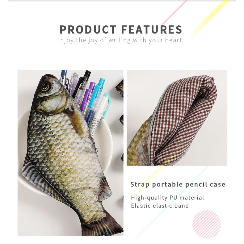 Túi Đựng Bút Chì Hình Cá Muối Sáng Tạo Vui Nhộn