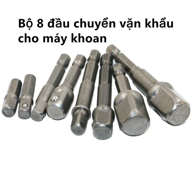 Bộ 8 đầu chuyển vặn khẩu cho máy khoan