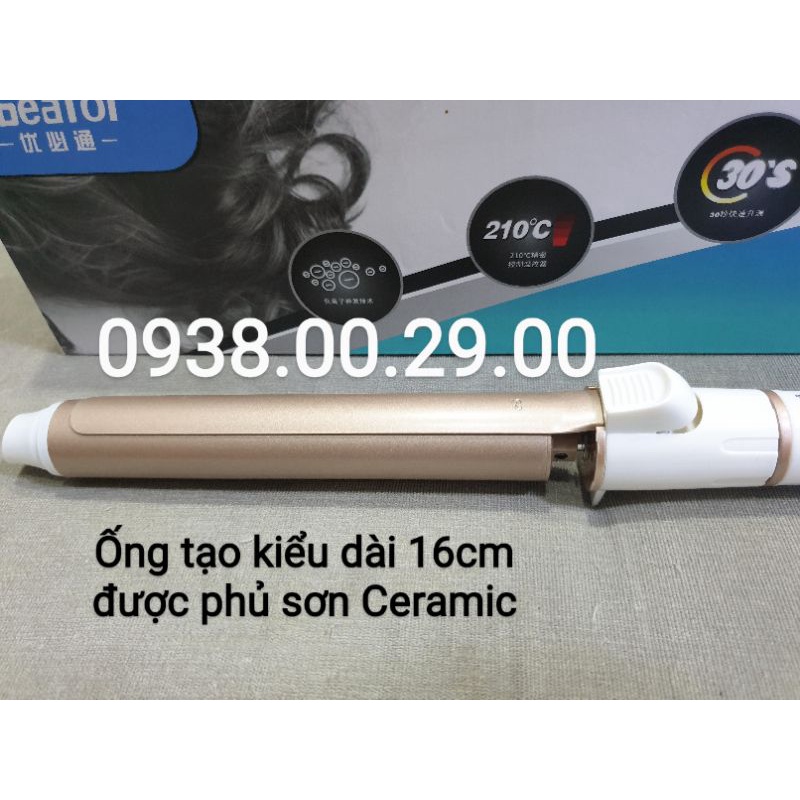 Máy Uốn Tóc Cao Cấp CkeyIn White Xoay 360°, Cây Uốn Tóc Tạo Kiểu Chuyên Nghiệp Phi 25mm.(Ảnh thật)