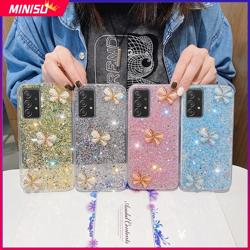 Vỏ Bao Da Điện Thoại Silicon Mềm Hình Bướm 3d Kim Tuyến Cho samsung galaxy a12 a22 a32 a52 a52s a72 a03s a02s a02 a51 a71 Ốp