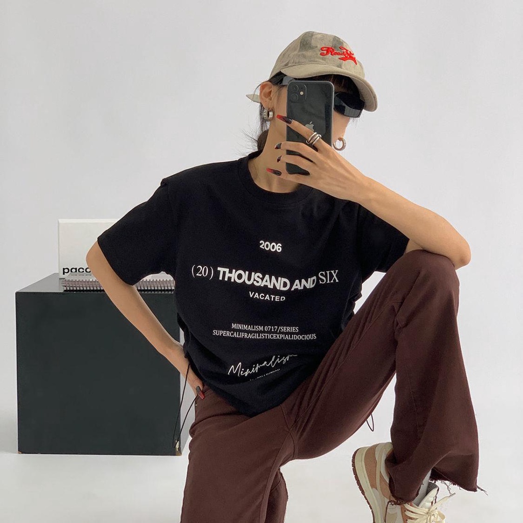 Áo Thun Cotton Tay Ngắn Dáng Rộng Phối Dây Rút Phong Cách Âu Mỹ Thời Trang Cho Nữ