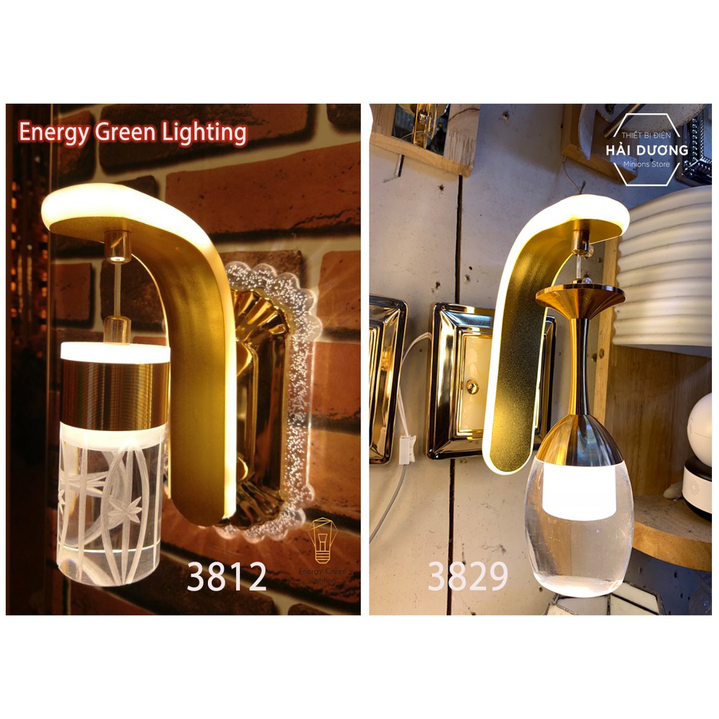 Đèn Led Treo Tường Hiện Đại Thả Thuỷ Tinh 24w Phong Cách Decor Vintage Nghệ Thuật ( Ánh sáng vàng)- Energy GreenLighting