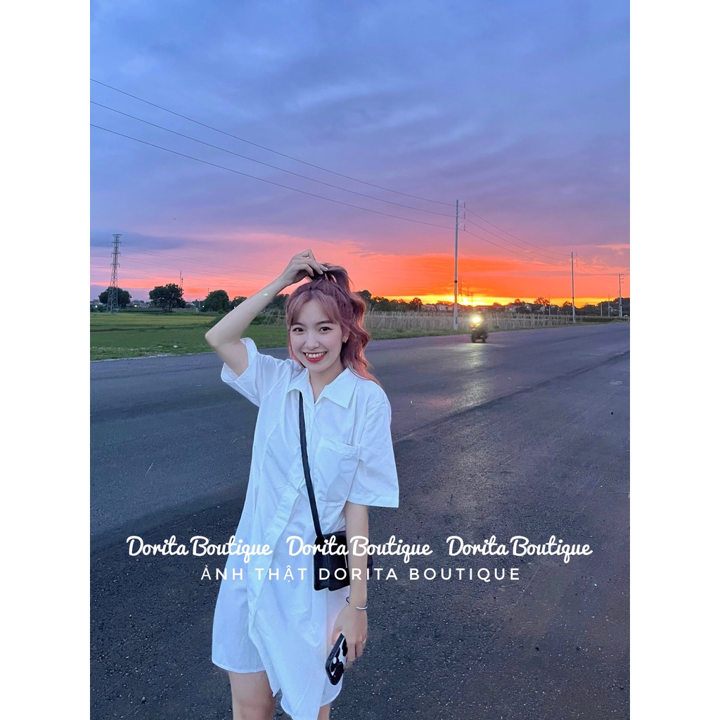 Váy sơ mi túi ngực Hàn Quốc, Đầm sơ mi 2022 dáng Hàn - Dorita Boutique