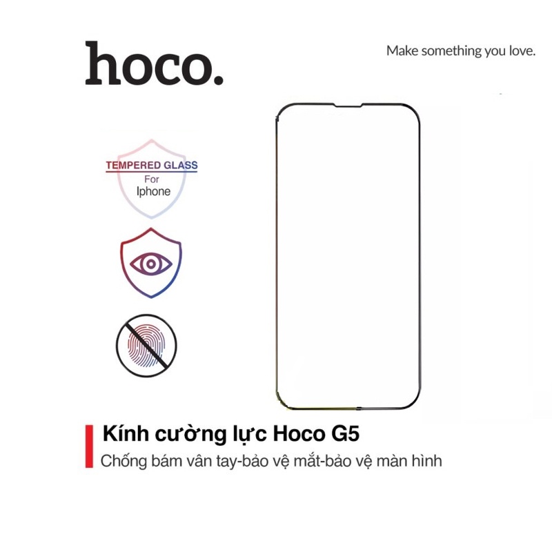 Kính cường lực Hoco G5 độ cứng 9H chống bám vân tay bảo vệ màn hình cho iPhone 13/ 13 Pro