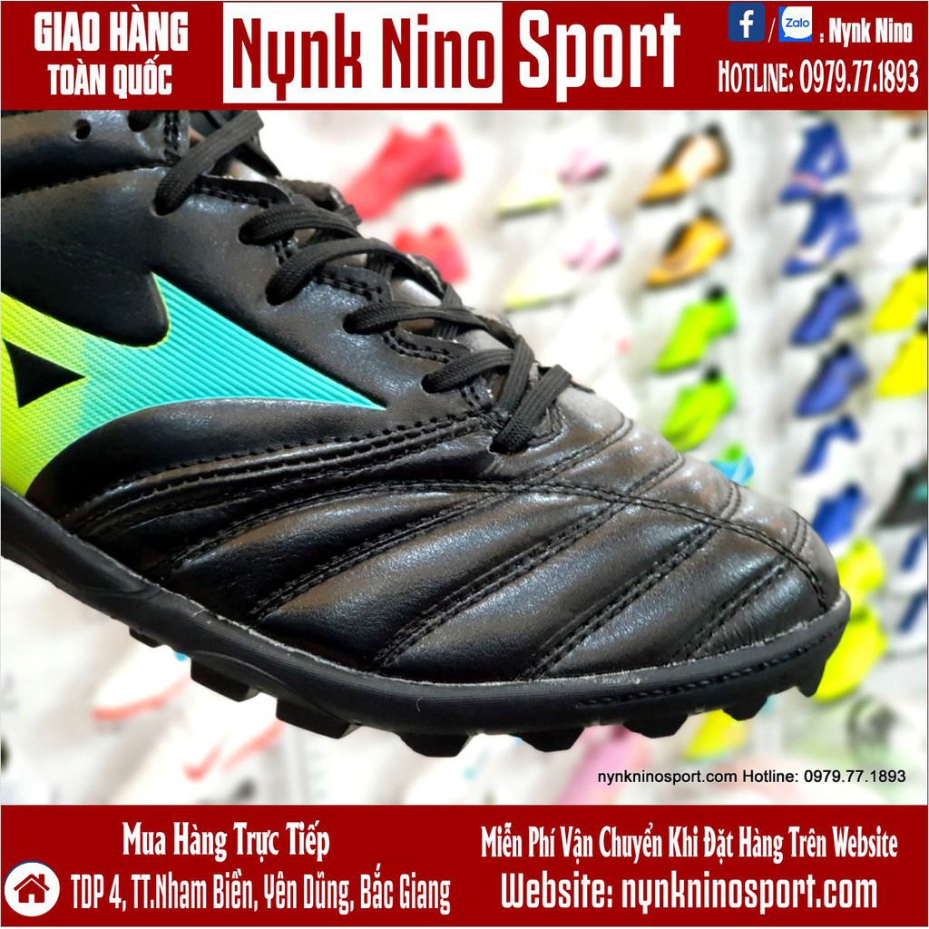 Giày Bóng Đá Mizuno Morelia Neo III Đen Vạch Vàng Xanh TF