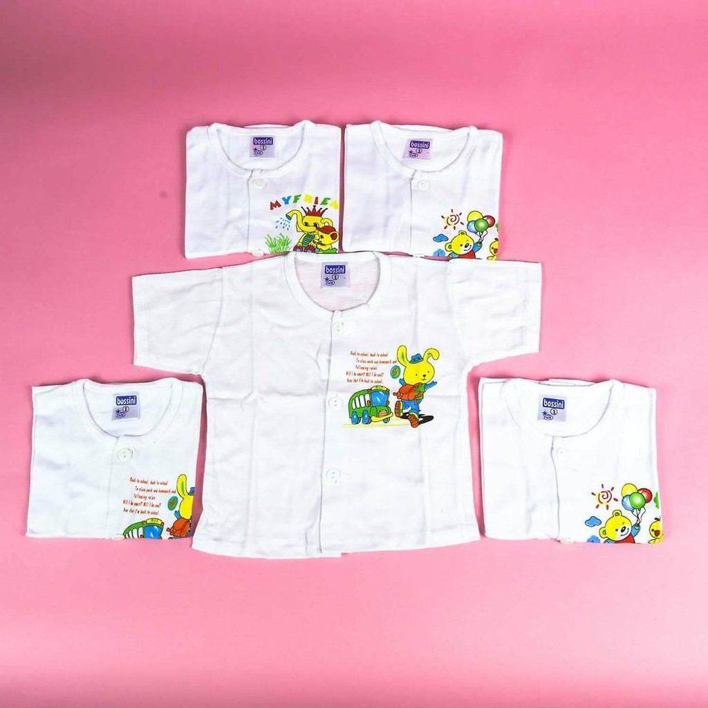 Set 5 Bộ quần áo ngắn tay cúc giữa 100% cotton màu trắng cho bé từ 3-14kg