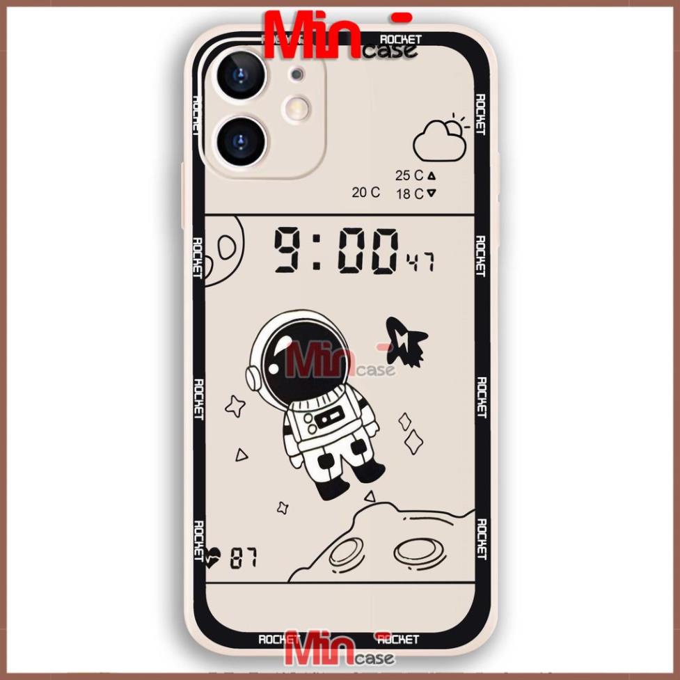 Ốp lưng iPhone Phi hành gia Cute cạnh viền vuông silicon mềm dẻo cho iphone 6/6s/7/8/X/XS/11/12/13 Pro Plus Max