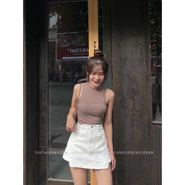 Quần short thô giả váy minizip cut out vạt bên the.sweaterweather TSW