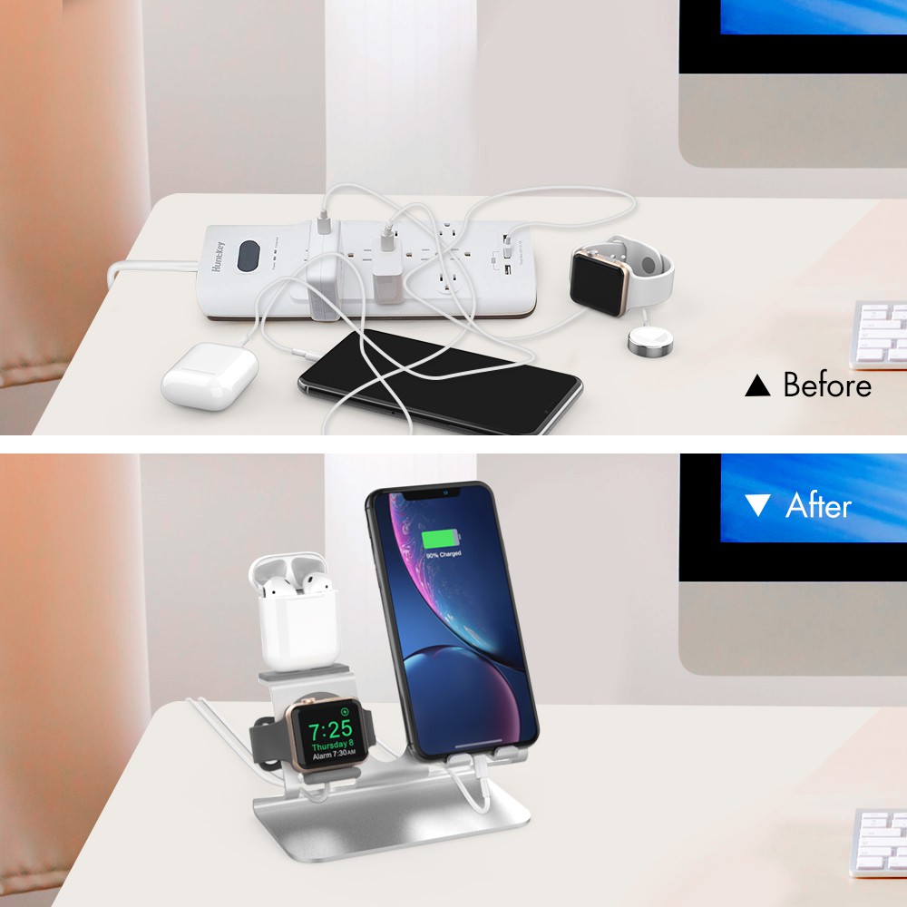 Đế Sạc Nhôm 3 in 1 Cho Điện Thoại , Apple Watch Và Airpods Chính Hãng Aha Style Amazon