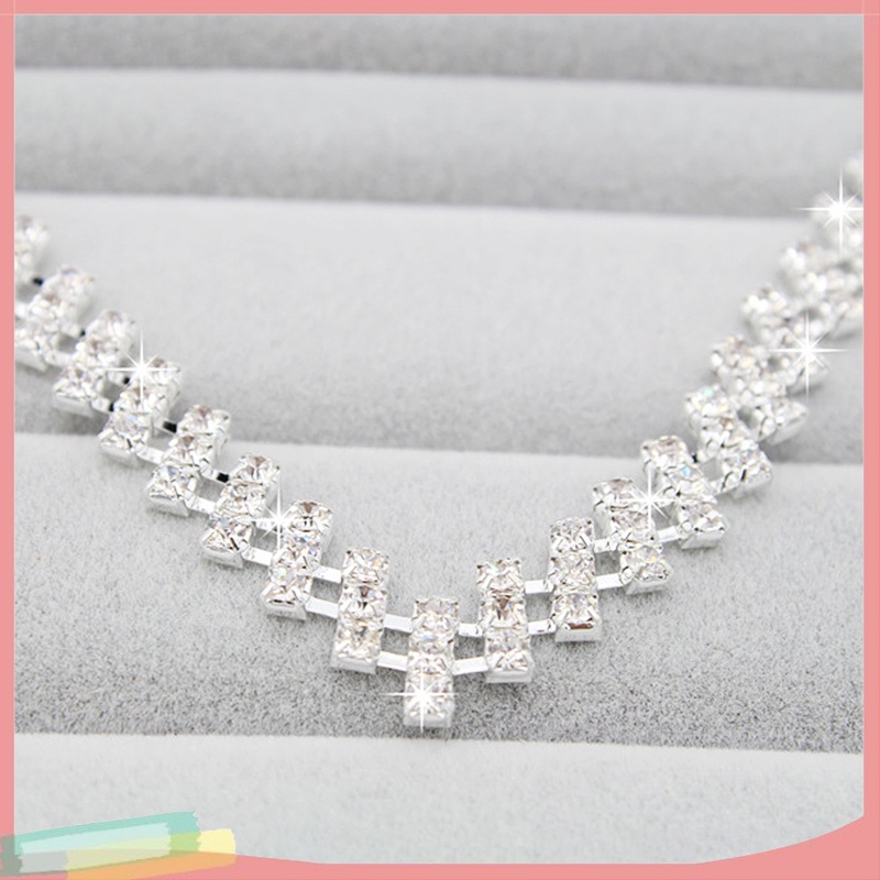 Bộ Vòng cổ + Đôi Khuyên Tai Đính Đá Lấp Lánh Sang Trọng