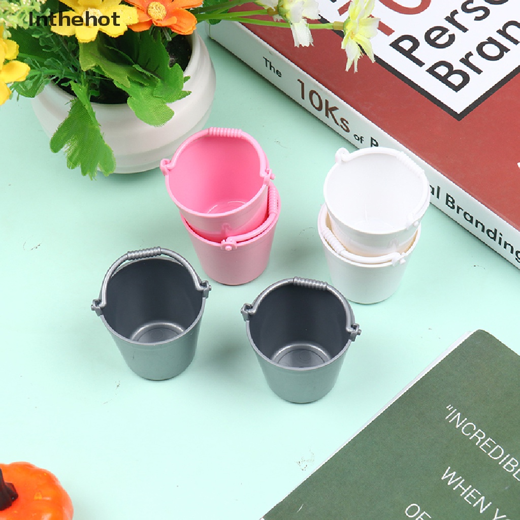 Set 2 mô hình xô mini trang trí nhà búp bê xinh xắn