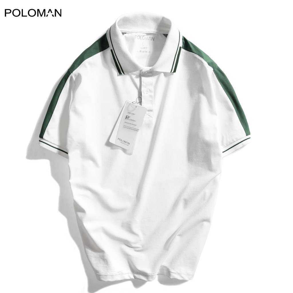 Áo Polo nam cổ bẻ phối Unkey vải cá sấu Cotton xuất xịn,chuẩn form.sang trọng-lịch lãm màu Trắng P23 - POLOMAN