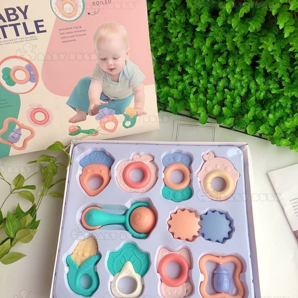 Bộ đồ chơi sơ sinh 10 món xúc xắc lục lạc cho bé baby rattle