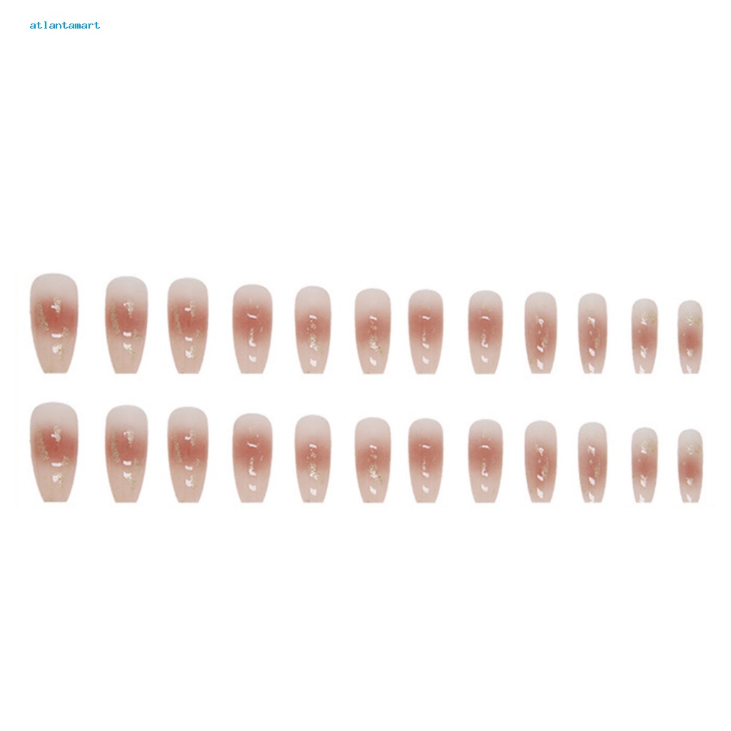 Atl| Móng Tay Giả Mini Màu Cà Phê Sáng Lấp Lánh An Toàn Cho Dạ Hội