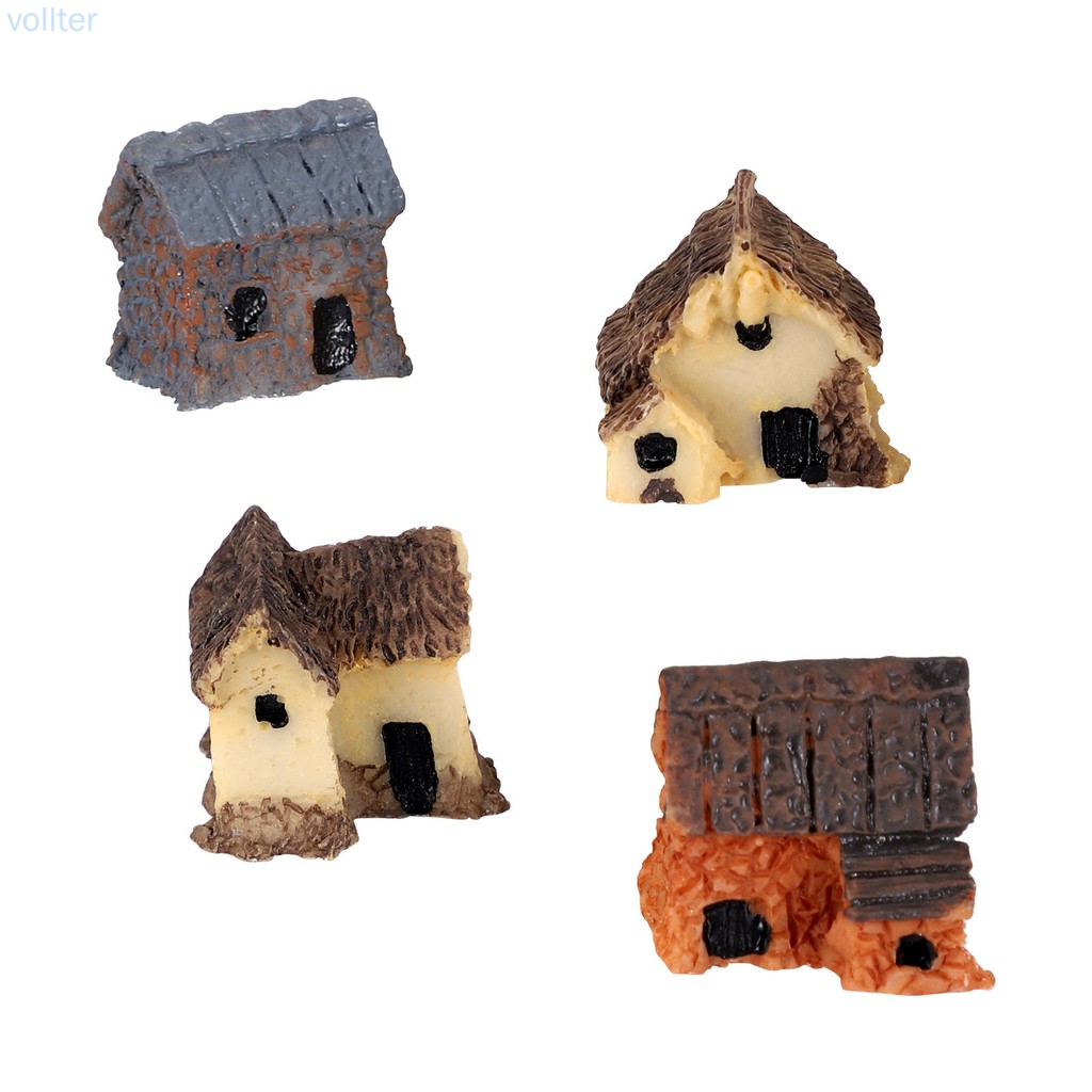Set 4 Mô Hình Ngôi Nhà Thu Nhỏ Xinh Xắn Dùng Để Trang Trí