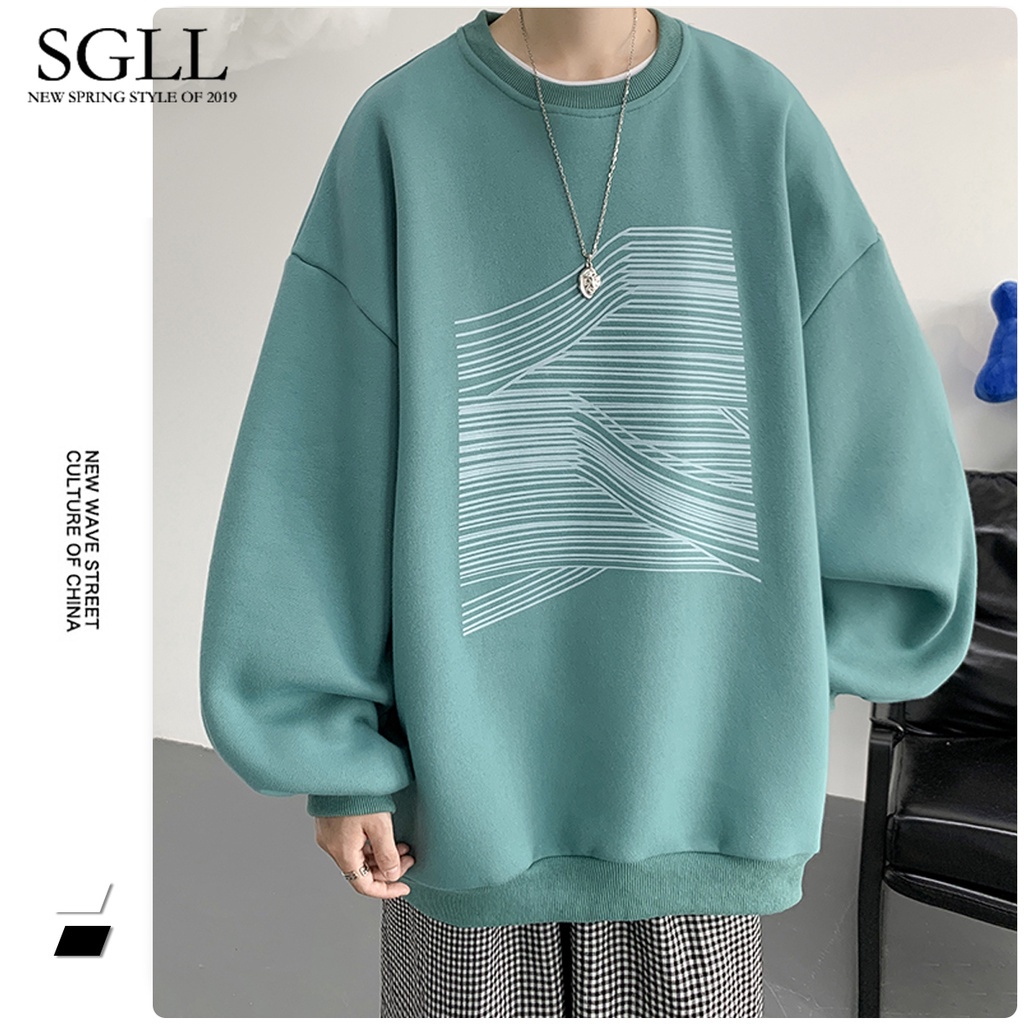 Áo Sweater Nam Nu Cổ Tròn Form Rộng, Áo sweater nỉ unisex Áo len sọc cổ thuyền in