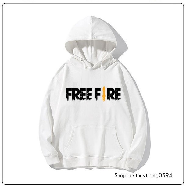 Áo Hoodie Đen Trắng In Logo Game Free Fire