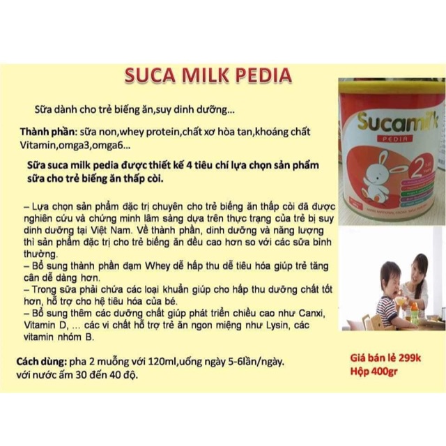 Combo 4 sữa 😊😊SỮA SUCAMILK PEDIA CHUYÊN BIỆT DÀNH CHO TRẺ BIẾNG ĂN , SUY DINH DƯỠNG , THẤP CÒI 👌👌👌