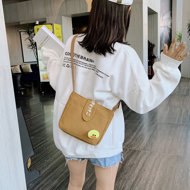 Túi Vải Canvas Đeo Chéo Tiện Lợi Dễ Thương CUTE