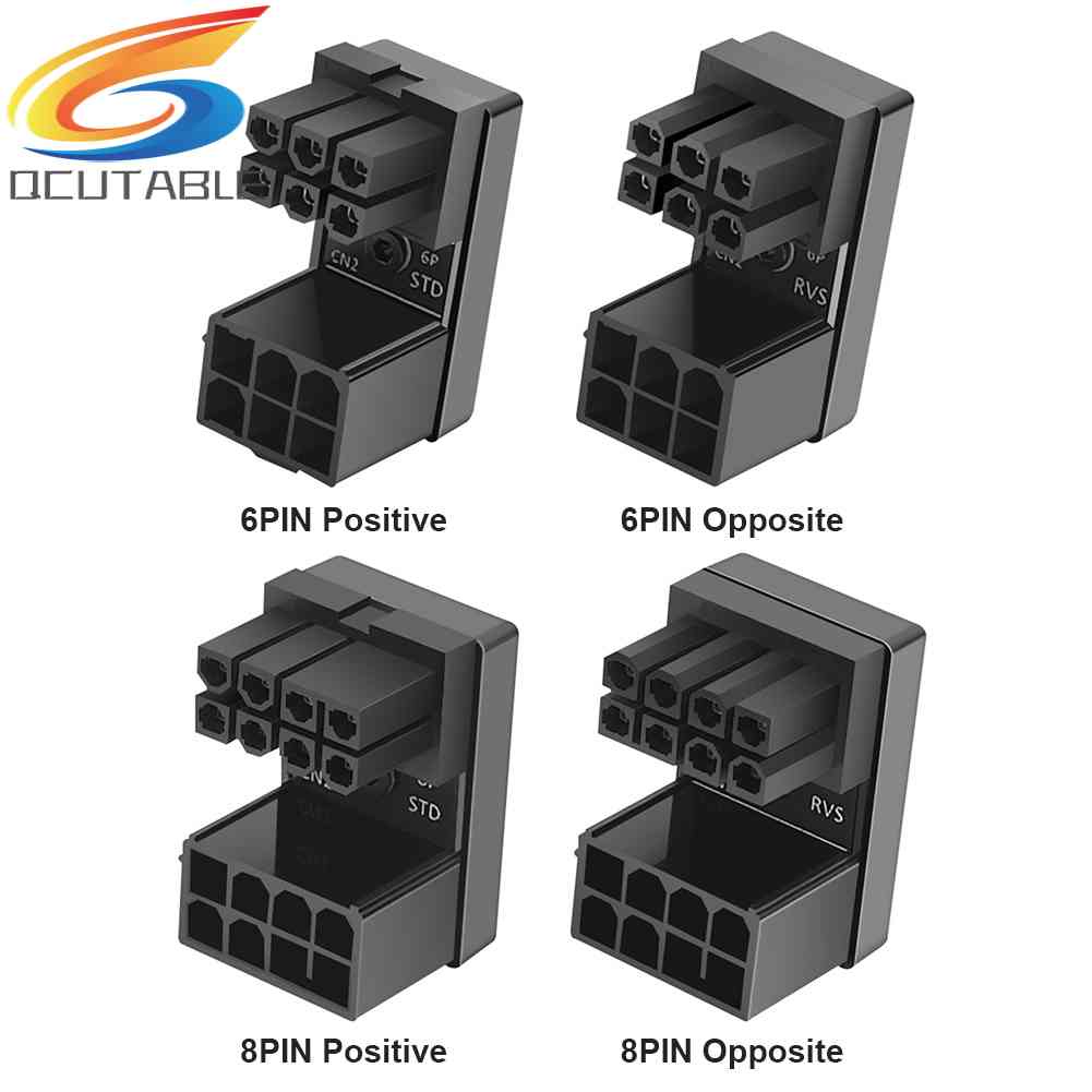 Đầu Nối ATX 8Pin 6Pin Female Sang 8Pin 6Pin Male 180 Độ Cho Máy Tính Bàn GPU