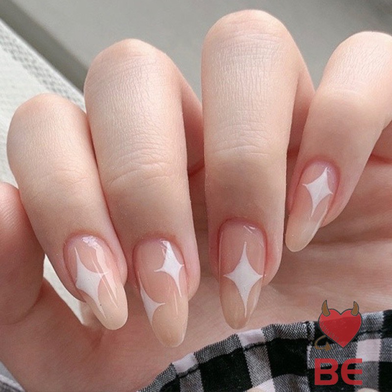 YADORNOS Móng tay giả đầu tròn họa tiết ngôi sao chống thấm nước đẹp mắt