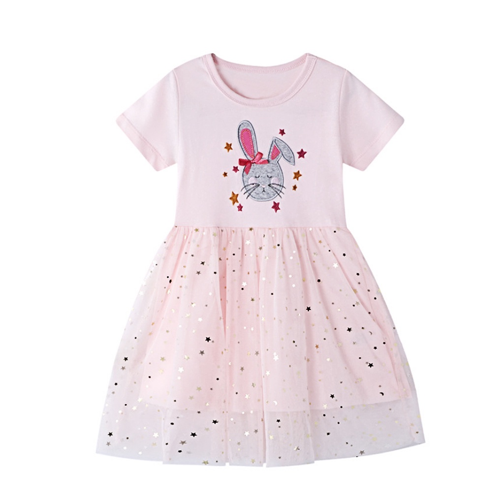 Đầm Công Chúa Cotton Ngắn Tay Thời Trang Âu Mỹ Cho Bé Gái