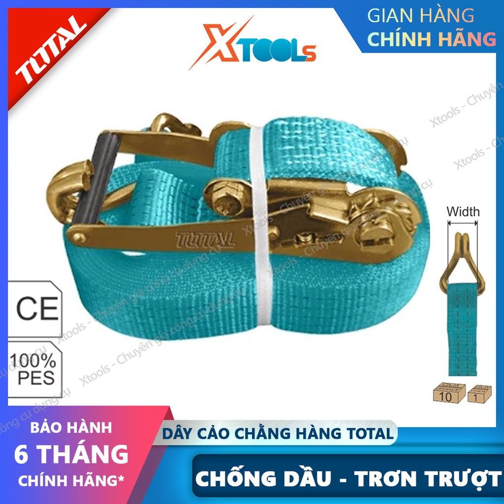 Dây cảo chằng hàng TOTAL 2-5 tấn, dây đai tăng đơ chất liệu PES siêu bền chắc, móc đôi J tăng đơ dễ dàng đa năng