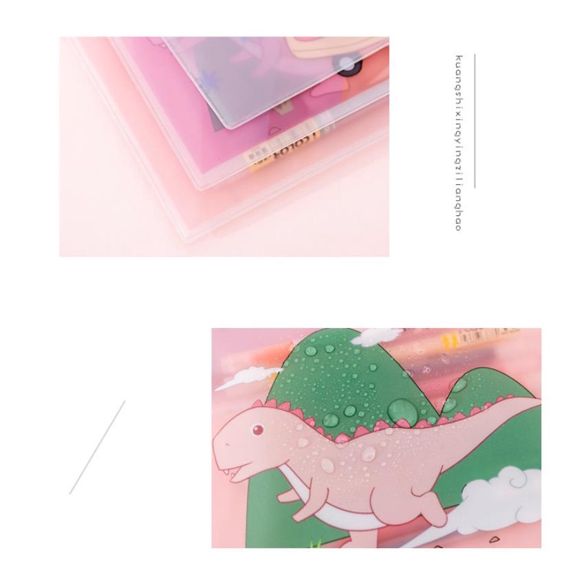 Túi Đựng Tài Liệu Khổ A5 Bằng PVC Trong Suốt Họa Tiết Khủng Long Dễ Thương