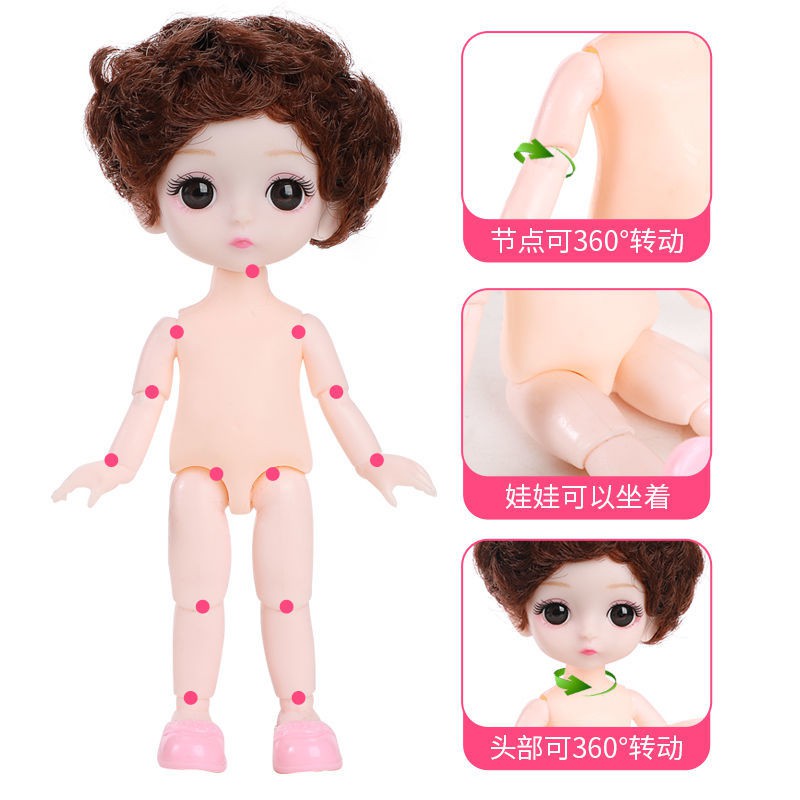 Búp bê Barbie 17cm cô gái bjd ăn mặc có khớp nối bộ đồ chơi trẻ em lớn