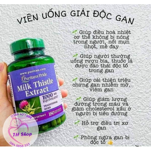 Milk Thistle Extract Puritan's Pride 1000mg - Viên Uống Bổ Gan Thải Độc Gan Milk Thistle
