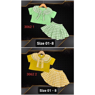 TH Sét váy bé gái caro thủy thủ <22kg