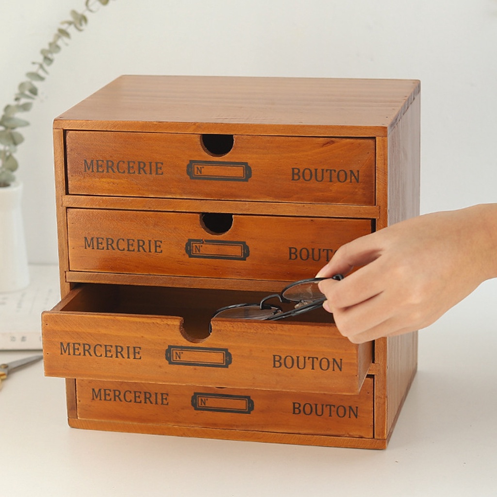 Tủ Đựng Đồ Nhiều Ngăn Bằng Gỗ Phong Cách Retro