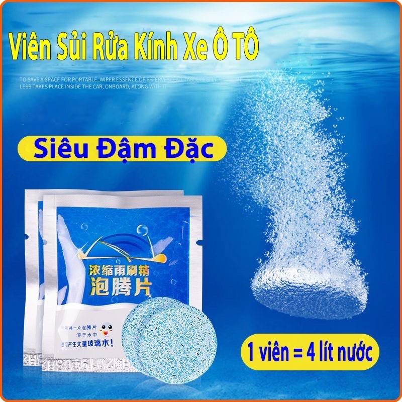 Viên Sủi Rửa Kính Ô Tô Siêu Sạch - 1 Viên Pha 4 Lít Nước -  Nước Rửa Kính Ô Tô không cặn