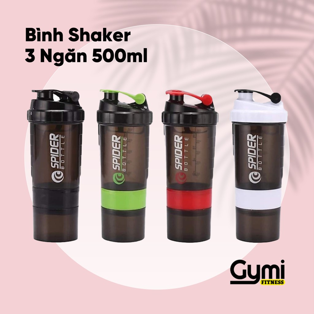 Bình Lắc Shaker Gym 500ml 3 Ngăn | Bình Nước Tập Gym Tiện Dụng