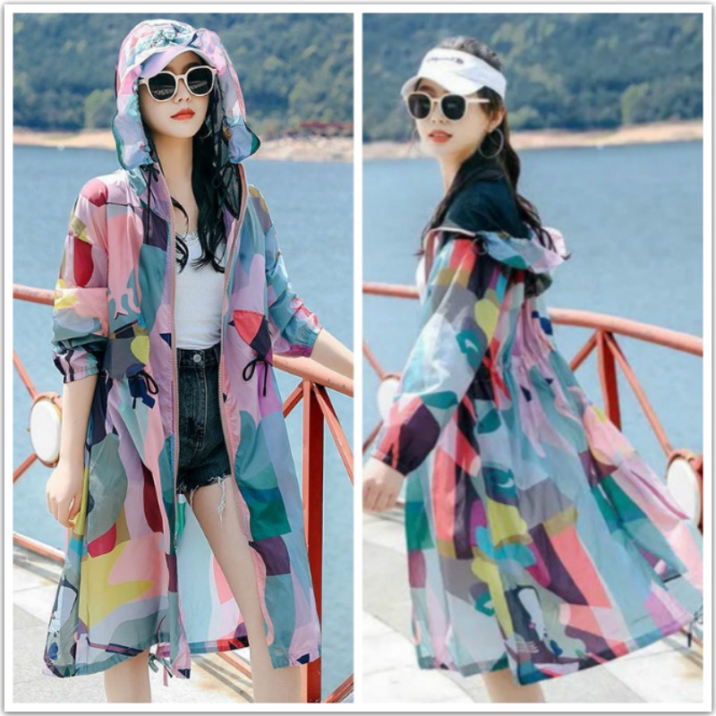 Áo Khoác Cardigan Tay Dài Dáng Rộng In Họa Tiết Rằn Ri Có Khóa Kéo Chống Tia UV Thoáng Khí Thời Trang Đi Biển Mùa Hè Cho Nữ | BigBuy360 - bigbuy360.vn