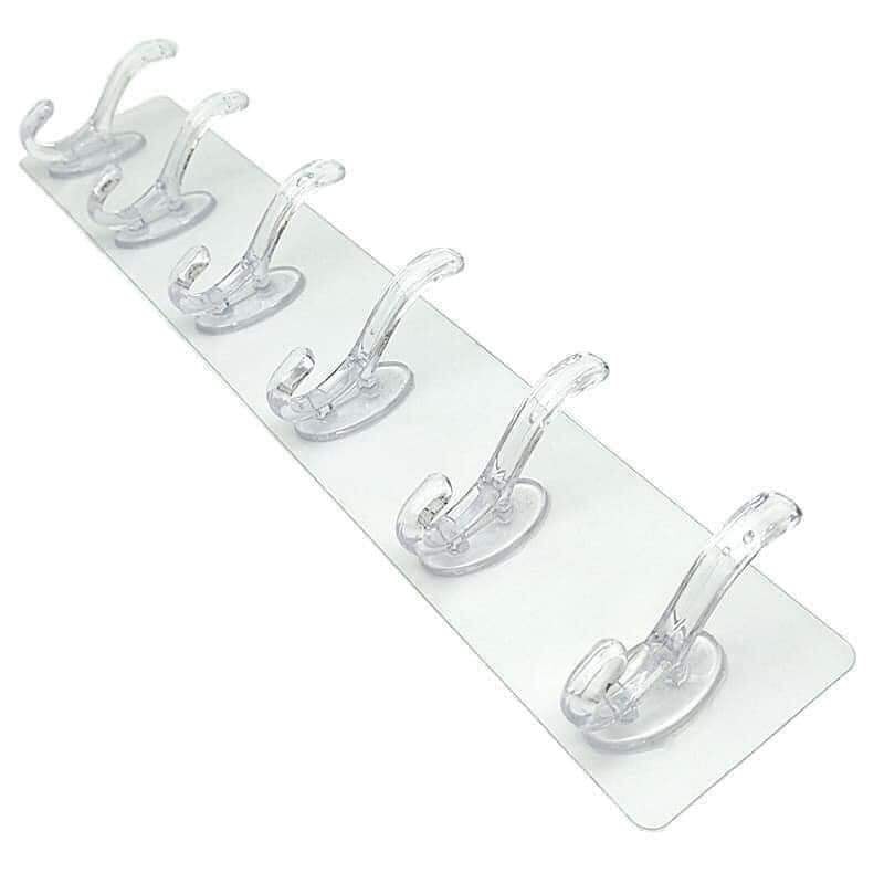 Móc dán tường trong suốt 6 nhánh siêu chắc chắn