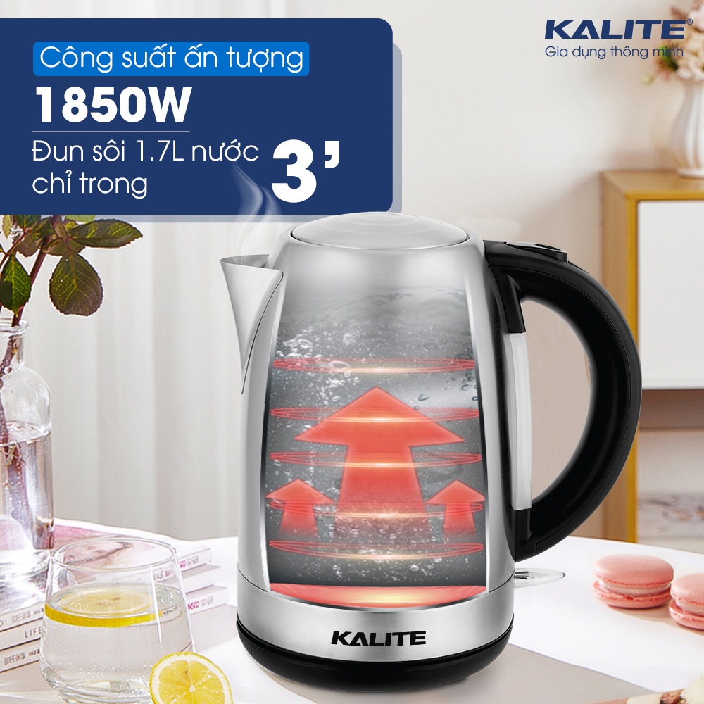 [Mã ELHADEV giảm 4% đơn 300K] Bình siêu tốc Kalite KL 301 dung tích 1,7L đun siêu tốc 3 phút, tự ngắt điện an toàn