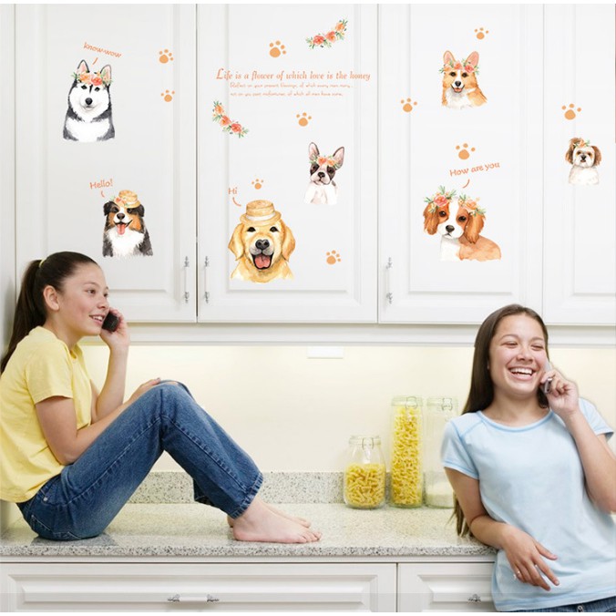 Decal trang trí tường Các Chú Chó đáng yêu