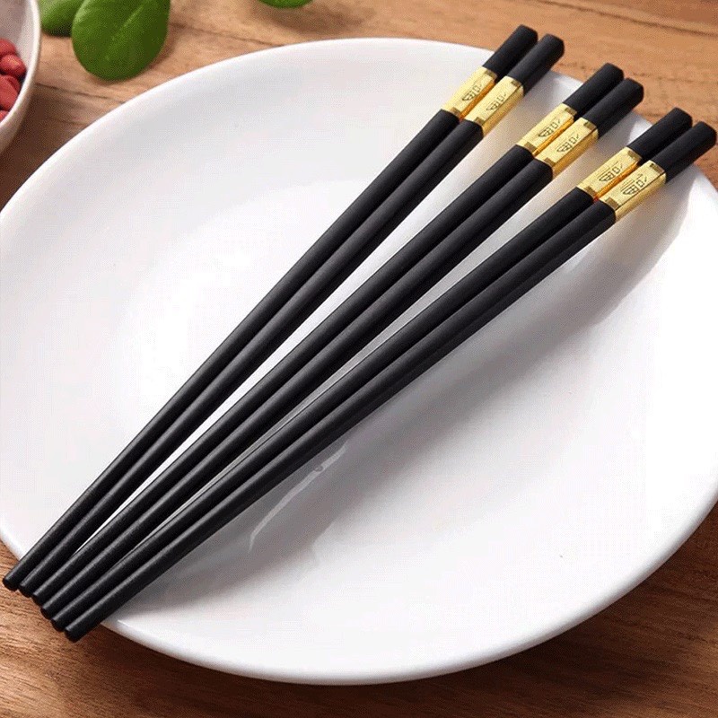 Bộ 10 Đôi Đũa Hợp Kim Mạ Vàng Bền Chắc Chắn SBK152