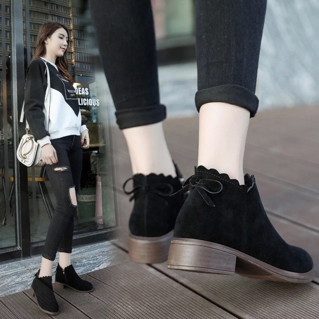 Boot nữ cổ ngắn da lộn giày nữ bốt bệt boots siêu đẹp M109 Mai Aries Store | BigBuy360 - bigbuy360.vn