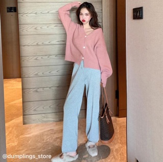 Áo khoác len 2 màu hồng - trắng