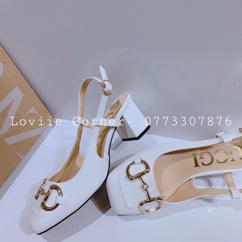 GIÀY CAO GÓT MŨI VUÔNG LOVIIECORNER - SỤC CAO GÓT BÍT MŨI ĐẾ VUÔNG 5 PHÂN KHÓA XÍCH G210533