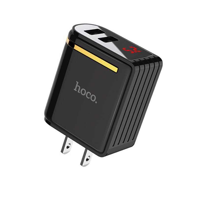 Cốc sạc nhanh Hoco C39 dòng 12w/2.4A hỗ trợ 2 cổng USB và đèn led hiển thi dòng điện và công xuất tiêu thu